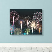 Nachtelijk vuurwerk canvas afdruk (Insitu (Houten vloer))