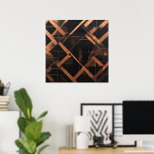 Nachtelijke Amber Geometrie Poster (Thuiskantoor)