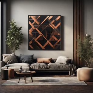 Nachtelijke Amber Geometrie Poster