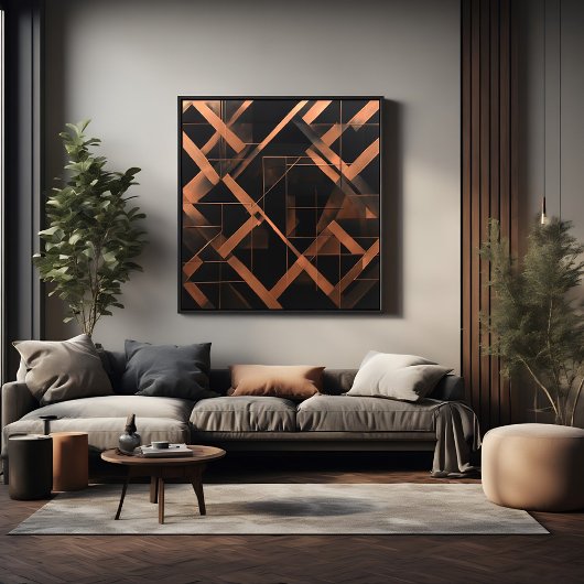 Nachtelijke Amber Geometrie Poster