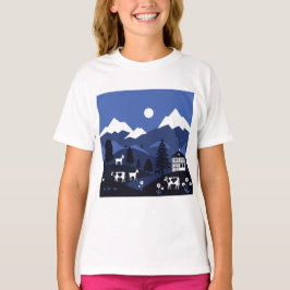 Nachtelijke bergzicht t-shirt
