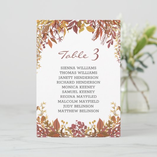 Nachtelijke bladeren trouwzitkaart kaart (Staand voorkant)