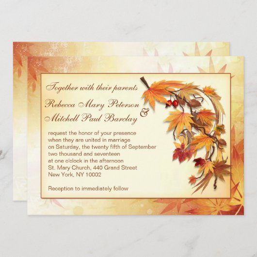 Nachtelijke bladeren Weddenschap Kaart (Voorkant / Achterkant)