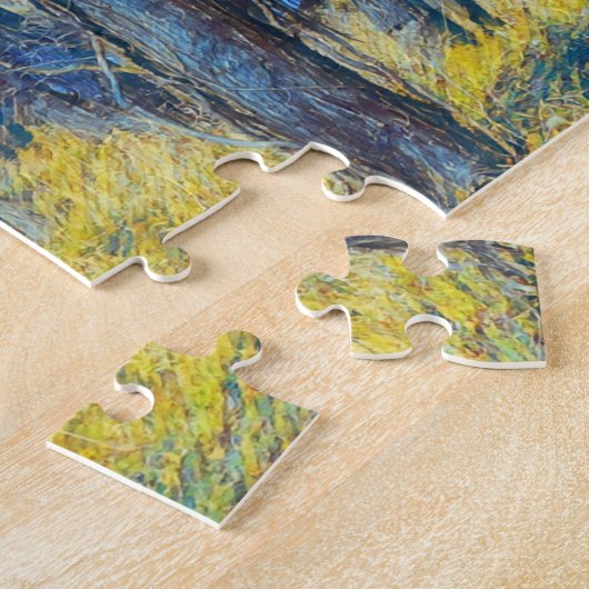 Nachtelijke Blauwe Boom Kunst Puzzle Legpuzzel (Zijkant)