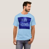 Nachtelijke blauwe Happy Halloween-tekst Mannen T- T-shirt (Voorkant volledig)