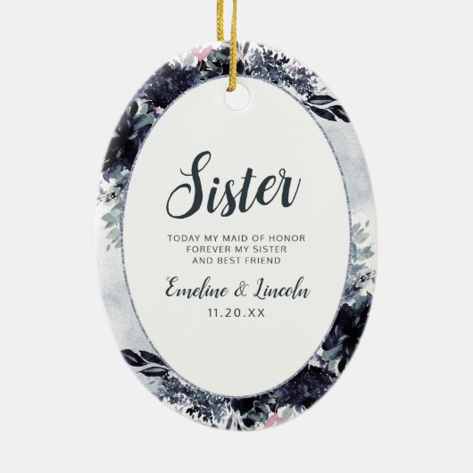 Nachtelijke Bloemen aan het zustercitaat Keramisch Ornament (Achterkant)