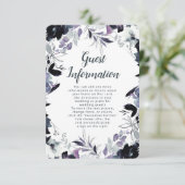 Nachtelijke Bloemen Navy Border Bruiloft Informati Informatiekaartje (Staand voorkant)