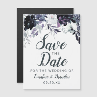 Nachtelijke Bloemen Waterverf Bruiloft Save the Da Magnetische Uitnodiging