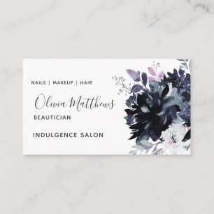 Nachtelijke Bloemen Waterverf Navy Blue Social Visitekaartje