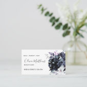 Nachtelijke Bloemen Waterverf Navy Blue Social Visitekaartje (Staand voorkant)