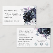 Nachtelijke Bloemen Waterverf Navy Blue Social Visitekaartje (Voorkant / Achterkant)