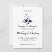 Nachtelijke Bloemen Zilveren Sparkle Ringen Bruilo Kaart (Voorkant)