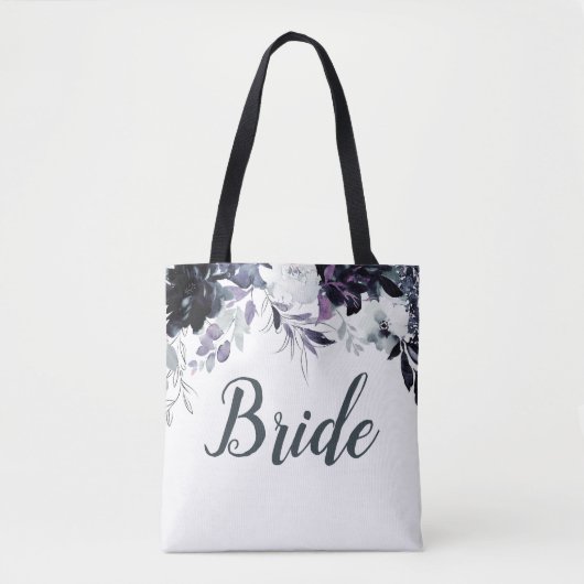 Nachtelijke bloemenbruid Elegante Waterverf Tote Bag (Voorkant)
