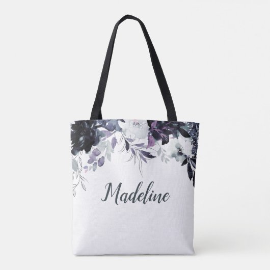 Nachtelijke bloemenbruid Elegante Waterverf Tote Bag (Achterkant)
