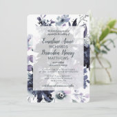 Nachtelijke bloemenbruiloft Waterverf Dusty Blue W Kaart (Staand voorkant)