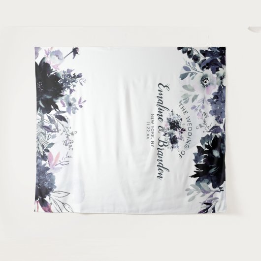 Nachtelijke Bloemenmarine bruiloft fotocabine acht Wandkleed (Voorkant (horizontaal))