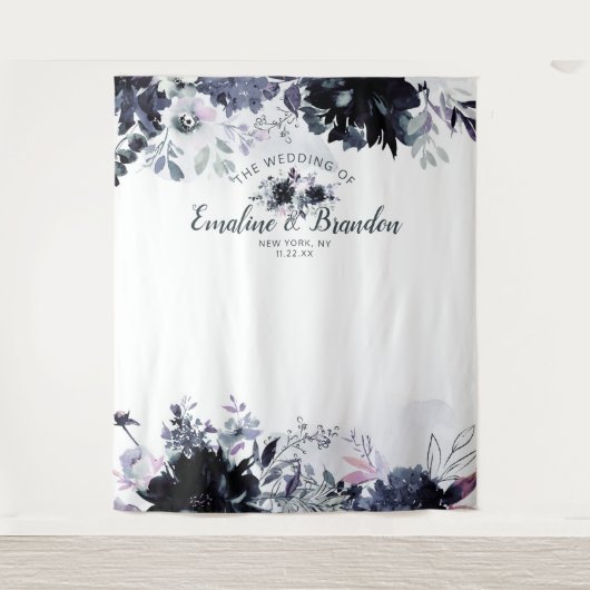 Nachtelijke Bloemenmarine bruiloft fotocabine acht Wandkleed (Voorkant)