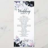 Nachtelijke bloemenmarine Waterverf huwelijkscerem Programmakaart (Achterkant)