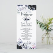 Nachtelijke bloemenmarine Waterverf huwelijkscerem Programmakaart (Staand voorkant)