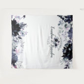 Nachtelijke bloemnavy trouwfotobooth-achtergrond wandkleed (Voorkant (horizontaal))