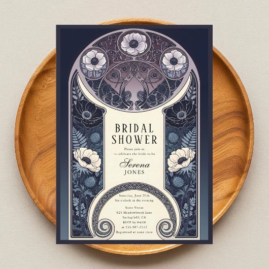 Nachtelijke bloesem Floral Art Nouveau Vrijgezelle Kaart