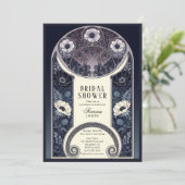 Nachtelijke bloesem Floral Art Nouveau Vrijgezelle Kaart (Staand voorkant)