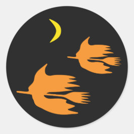 Nachtelijke Broom Ride - Halloween Witch Afbeeldin Ronde Sticker