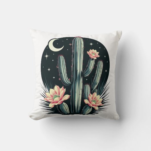 Nachtelijke Cactusbloesem Kussen (Voorkant)