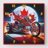 Nachtelijke Canadese trots op een aangepaste fiets Vierkante Klok (Voorkant)
