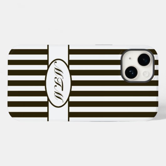 Nachtelijke chocolade-strips met monogram Case-Mate iPhone case (Achterkant (horizontaal))