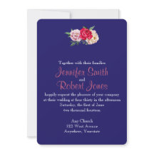 Nachtelijke en Blush Stripes Flowers Wedding Invit