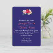 Nachtelijke en Blush Stripes Flowers Wedding Invit Kaart (Staand voorkant)