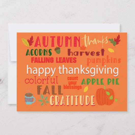 Nachtelijke en Thanksgiving Typografie Feestdagenkaart (Voorkant)
