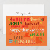 Nachtelijke en Thanksgiving Typografie Feestdagenkaart (Voorkant / Achterkant)