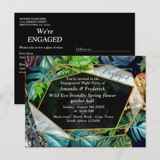 Nachtelijke feestdag Briefkaart uitnodiging (Voorkant / Achterkant)