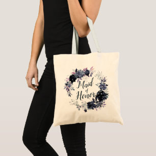 Nachtelijke Floral Wreath Maid of Honor Tote Bag