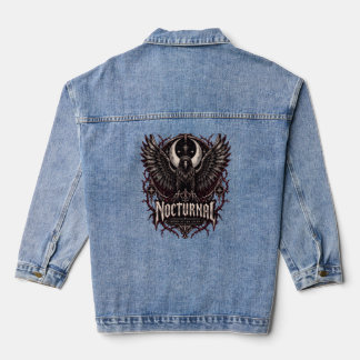 Nachtelijke Gotische Uil Maan Donker Vintage Desig Denim Jacket