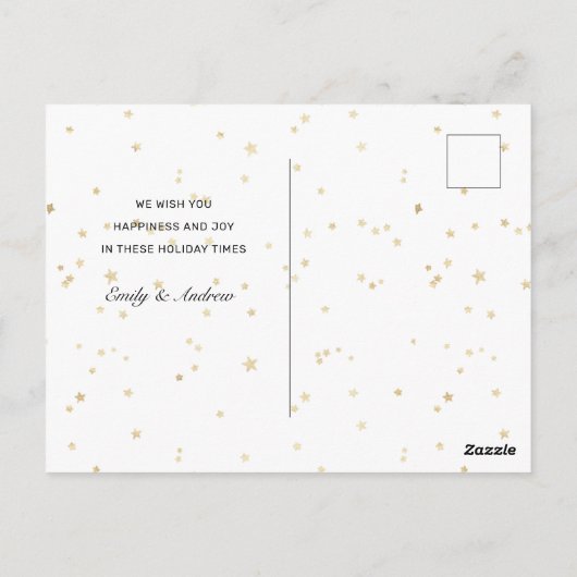 nachtelijke gouden sterren prettige feestdagen fot briefkaart (Achterkant)