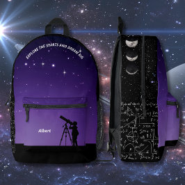 Nachtelijke hemel astronomie rugzak paars & zwart