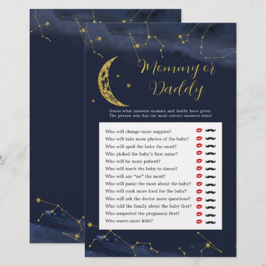 Nachtelijke hemel boven de maan mama of papa spell (Voorkant / Achterkant)