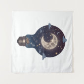 Nachtelijke hemel en huisje in een gloeilamp wandkleed (Voorkant (horizontaal))