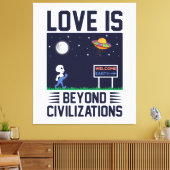 Nachtelijke hemel en ruimte met buitenaardse wezen canvas afdruk (Insitu (Woonkamer))