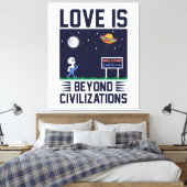 Nachtelijke hemel en ruimte met buitenaardse wezen canvas afdruk (Insitu (Slaapkamer))