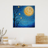 Nachtelijke hemel en volle maan poster (Keuken)