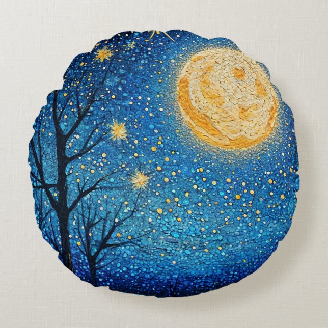 Nachtelijke hemel en volle maan rond kussen (Voorkant)