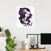 Nachtelijke Hemel Fantasie Vrouw Hemels Kunstwerk Poster (Thuiskantoor)