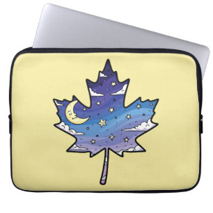nachtelijke hemel in esdoornblad laptop sleeve