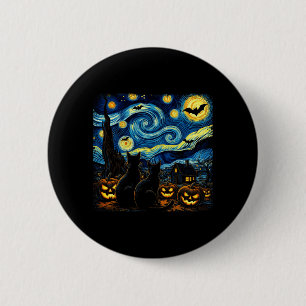 Nachtelijke hemel kunst zwarte kat liefhebber grie ronde button 5,7 cm