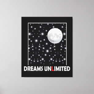 Nachtelijke hemel met maan en sterren met dromen c canvas afdruk