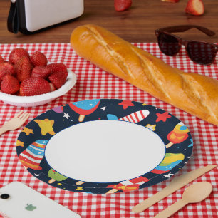 Nachtelijke hemel met sterren en ijslollendesign papieren bordje